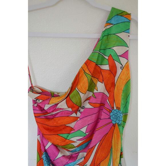 Ronny Kobo Tropical One Shoulder Dress Size Small - Picture 4 of 7